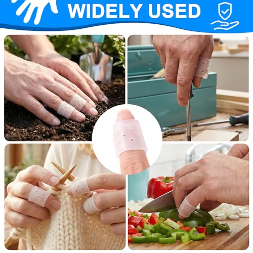 PAGOW 6pcs Finger Covers for Skin Picking, Stop Nail Biting Finger Guard | Reusable Breathable Silicone Anti Skin Picking Finger Gloves for Nail Biting Prevention, Cuticle Protection, Cracked - Clear