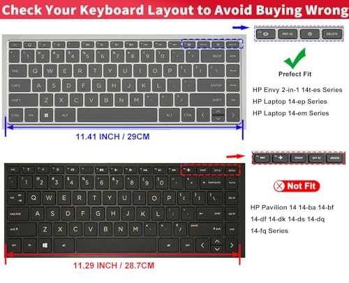 Keyboard Cover for 2023 14" HP Envy 2-in-1 14t-es000 14-es0013dx 14-es0033dx, HP 14" Laptop 14-ep 14-em 14t-ep000 14z-em000 14-ep000 14-ep0097nr 14-ep0145cl 14-em0047nr Keyboard Protector Skin - color: Ombre Mint