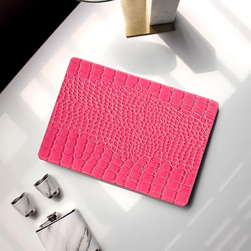 Crocodile Case for MacBook Air 13 inch M1 2022 2021 2020 2019 2018 A2337 A2179 A1932, Crocodile MacBook Air M1 Case, Aligator Skin Snakeskin PU Leather Hardshell & Keyboard Cover, Pink - color: # Shiny Pink Crocodile