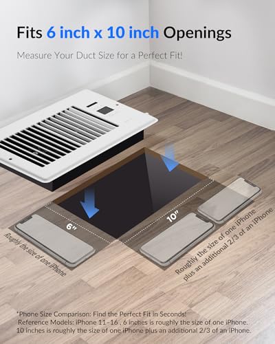 Howeall Super Quiet Register Booster Fan for 6" x 10" Register Holes, Smart Register Vent with Dual Intelligent Thermostat and WIFI App Control, Heating Cooling AC Vent Fan (White) - color: Snow-white, size: 6" x 10"