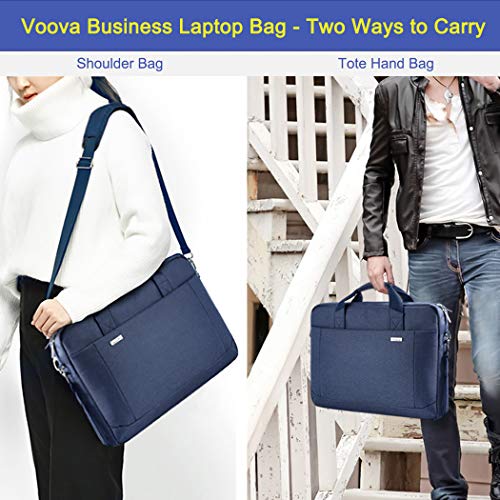 Voova 15.6-15 Inch Laptop Bag, Computer Bag, MacBook Bag, Blue | Expandable splash-proof laptop messenger bag with removable strap; fits notebooks, MacBook, HP, Dell, Lenovo and Asus - color: Blue, size: 14-15.6 Inch