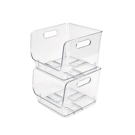 Maxset 2 Pack Clear Storage Bins, Pantry Organizer Bins with Handle