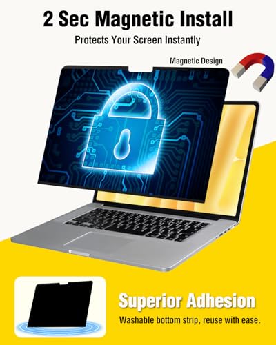 F FORITO Magnetic Privacy Screen Protector Compatible with MacBook Air 15.3 inch (2026-2023, M2, M3, M4, M5), Removable 360° Anti Peeping Anti Blue Light Anti Glare Laptop Privacy Screen Shield - size: for MacBook Air 15.3" (2023-2025, M2,M3,M4)
