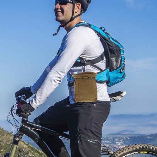BESTonZON Lightweight Outdoor Waist Pack with Adjustable Belt, Mini Utility Pouch Made of Sturdy Oxford Cloth, Drawstring Chalk Bag for Climbing and Camping Activities
