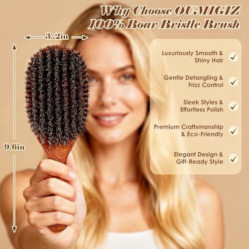 100% Boar Bristle Hair Brush Since 1965 British Craftsmanship | Handmade Natural Wooden Slick Back Hairbrush, Soft Bristles Gentle Smoothing Women Men Kids Thin Fine Hair, Anti Breakage - size: Large