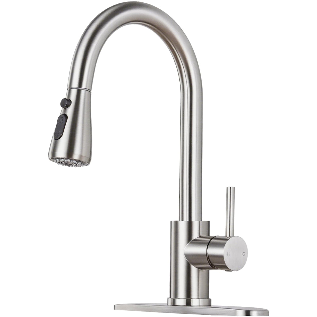 LUFG Brushed Nickel Kitchen Faucet with Pull Down Sprayer and Deck Plate