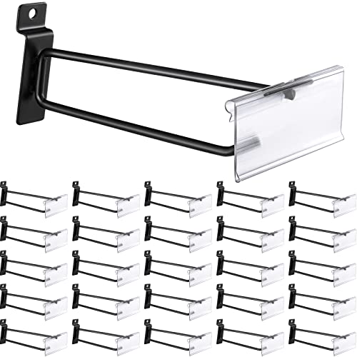 Oudain 8 Inch Slatwall Hooks with Label Holder,100 Pcs | Slot Board Accessories, Slatwall Panel Display, Black Metal Hangers, for Garage Shop Retail Display
