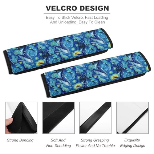 2 Pack Watercolor Dolphin Car Seat Straps Shoulder Pads Soft Padded Shoulder Harness Cover for Adult Use, Stroller Pushchair High Chair, Pressure Relief - color: Pattern 1216