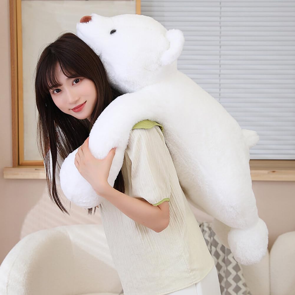 SNOWOLF Large Weighted Bear Stuffed Animals, 31.5" White Bear Plush Throw Pillow Super Cute Kawaii Plushie Polar Bear Hugging Toys Gifts for Boys Girls Adults, 80cm, White