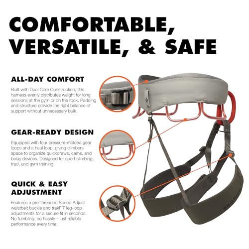 BLACK DIAMOND Men's Momentum Rock Climbing Harness, Adjustable Loops - color: Moonstone, size: LG (33-36" Waist)
