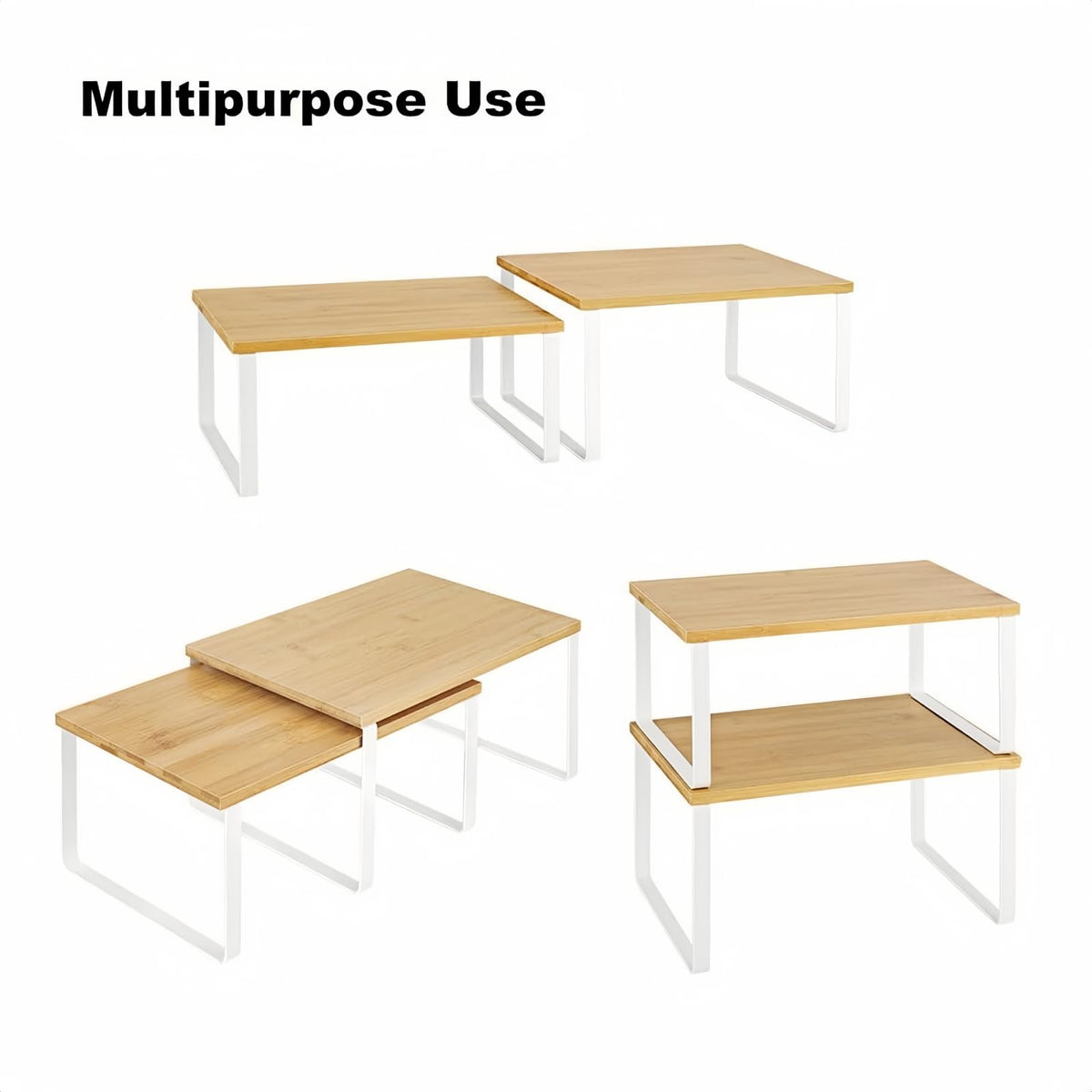 NEX Bamboo Cabinet Organizer Shelf, Kitchen Counter Shelves Set of 4