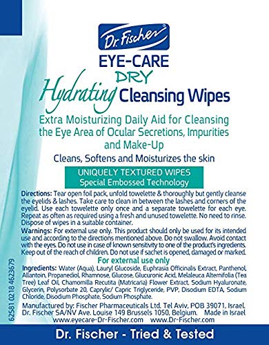 Dr. Fischer Tea Tree Eyelid Wipes - Gentle Eye Wipes for Everyday Eye Cleansing and Hypoallergenic Makeup Remover