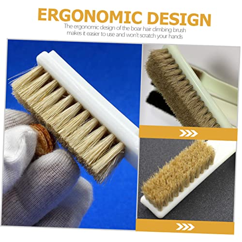 2pcs Walnut Stone Cleaning Brush for Climbing Rocks Boars Hair Brush Handle for Outdoor Climbing