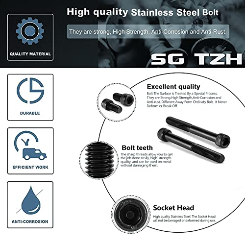 1/4-20 x 1-1/2" Socket Head Cap Screws Bolts, 20Pcs 304 Stainless Steel 18-8, Allen Socket Hex Drive, Full Thread, Black Oxide by SG TZH(with Hex Spanner) - size: 1/4-20 x 1-1/2"