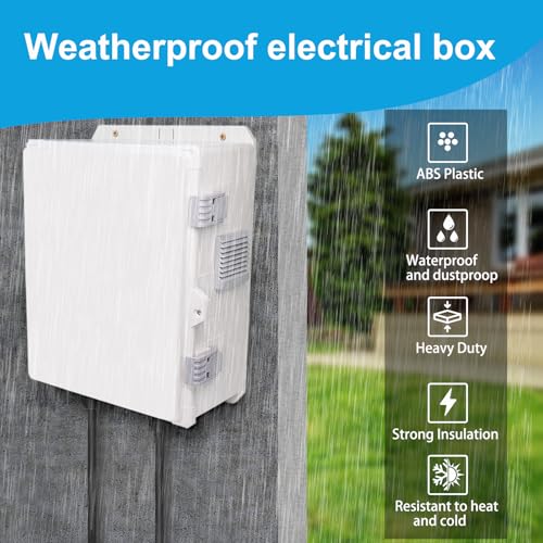 Electrical Junction Box, Outdoor Water Resistant Nema Enclosure, Ventilated ABS Plastic WiFi Project Box with Internal Mounting Panel & Hinged Cover 13" Lx 9.2" Wx 5.6" H - size: 13"L x 9.2"H x 5.6"W