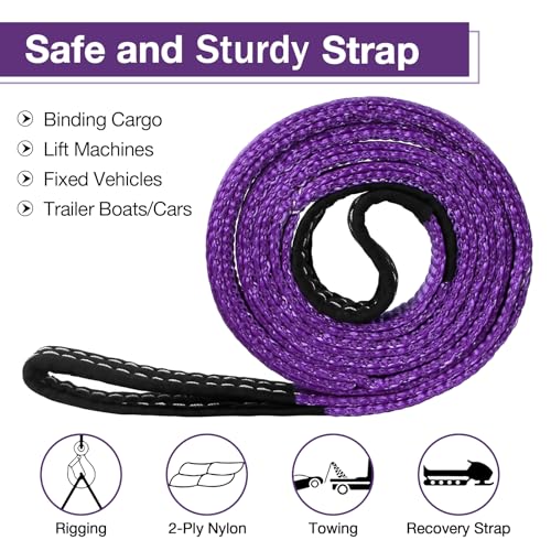 Lift Sling Straps,1" x 10' 2-Ply Heavy Duty Flat Eye Lift Slings | Lifting Sling Strap Not Nylon Tree Saver Recovery Strap Web Sling Rigging Moving Tow Hoist Gear Strap 3200 lb 2600 lb 6400 lb - color: Purple, size: 1" x 10'
