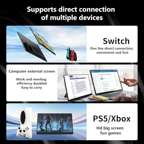 cjc 18.5" FHD Portable Touch Screen Monitor with Kickstand - USB C HDMI External Travel Display for Laptop, Phone, Gaming Console, Second Screen (18.5” 120Hz) - size: 18.5” 120Hz