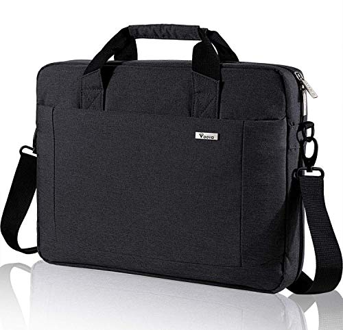 Voova 17.3-17 Inch Laptop Bag, Computer Bag, MacBook Bag, Black | Expandable splash-proof 17.3-inch laptop messenger bag with removable strap; fits MacBook, HP, Dell, Lenovo and Asus - color: Black, size: 17-17.3 Inch