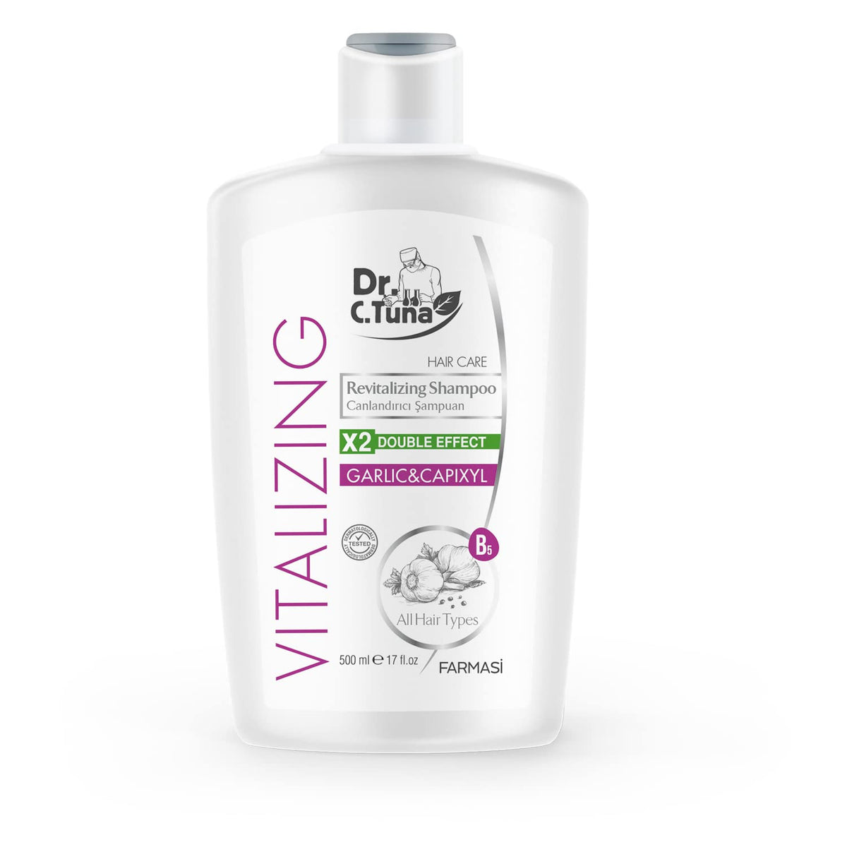 Farmasi Dr. C. Tuna Vitalizing Garlic Shampoo, Natural Hair Treatment For Hair Growth, Prevents Hair Loss, Stimulates Growth, Re