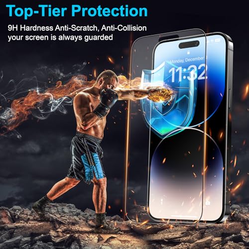 Mothca 2 Pack Matte Glass Screen Protector for iPhone 14 Pro 6.1-inch [Auto Fit Box Dust-Free] Edge to Edge Full Coverage Anti-Glare & Anti-Fingerprint Tempered Glass, Bubble Free, Smooth as Silk - size: iPhone 14 Pro-6.1 Inch