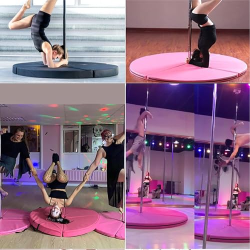 Foldable Pole Crash Mat, Pole Dance Mat, Anti-Collision Cushioned PU Leather Mat for Yoga, Gymnastics, Pole Dancing Red-Rose 2" Tx5.9'W