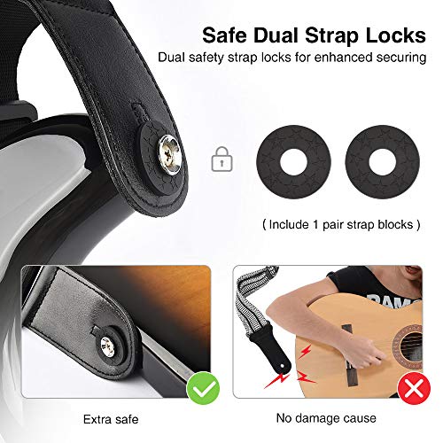 LEKATO Bass Guitar Strap - 3" Wide, Padded, Adjustable 45" to 55", With Pick Holder & 2 Safety Strap Locks - color: Red, size: Regular(45"-55")