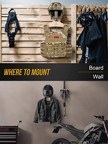 ONETIGRIS Tactical Gear Wall Mount Heavy Duty Holder for Vest & Moto Helmet | Helmet, plate carrier & belt storage, 88 LB combined load capacity, nature wood & steel construction, easy set up, all-in-one - color: Natural
