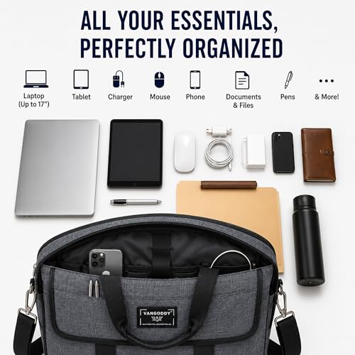 13" Daily Messenger Bag Compatible with MacBook Pro 13, Micro Brushed Twill Organizer with Tech Pockets Grey - size: 14.5 inches by 11 inches by 2 inches
