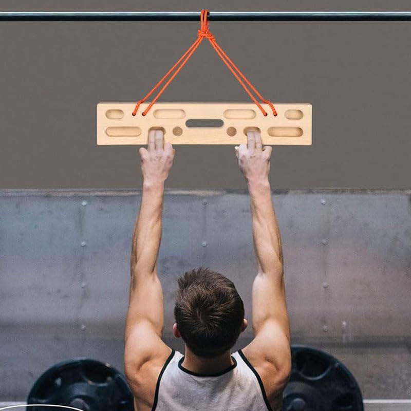Wooden Hangboard for Rock Climbing, 6-in-1 Fingerboard Training for Grip Strength, Home Wood Finger Mounted Pull Up Bar for Climbers Home Gym