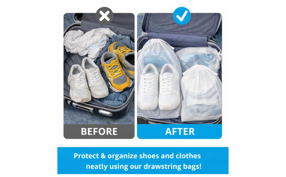 InfinitePack Large Transparent Shoe Bags for Travel, Portable Shoe Bags, Shoes Pouch Storage Organizer with Drawstring for Men & Women aClear Window Shoes Pouch with Rope - size: 12"x18"(100pcs)