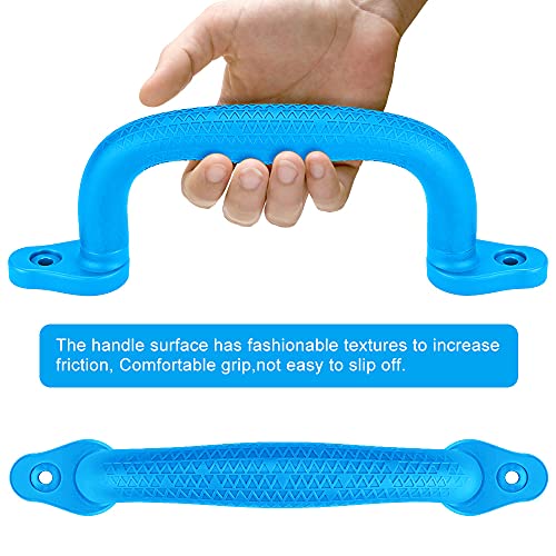 Dolibest 2-Pack Safety Handles for Swing Sets & Playsets - Monkey Bars with Anti-Skid Grip & Finger Indentations, Plastic Grab Handles, Easy Mounting for Climbing Frames, Playhouses, Treehouses - color: Blue-2pcs