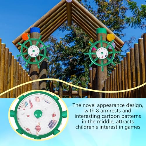 Kids Playground Accessories Outdoor Plastic Steering Wheel Playset Pirate Ship Wheel for Playhouse Garden Backyard Tree House - color: Green Set 1