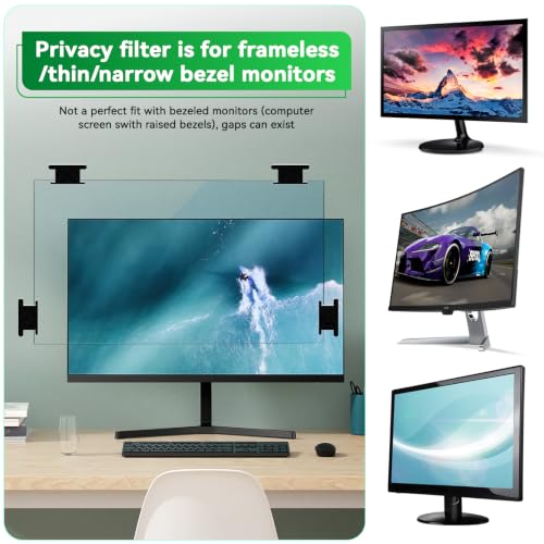 [2 Pack] Magnetic Hanging 27 Inch Computer Anti Blue Light Screen Protector for 16:9 Aspect Ratio Widescreen Monitor, Eye Protection Anti-Glare Light LED PC Screen Protector, Removable 27in Protective Film - size: 27 inch