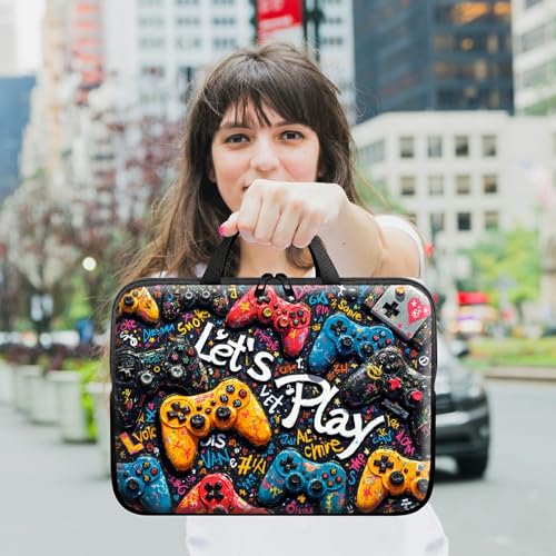 Laptop Sleeve with Handle 17 Inch, Waterproof Laptop Case Bag, Play Games Pattern Design Computer Sleeve Compatible with MacBook Air, Pro, HP, Dell, Lenovo, ASUS - color: Play Games, size: 17inch(16-17.3")