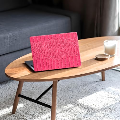 Crocodile Case for MacBook Air 13 inch M1 2022 2021 2020 2019 2018 A2337 A2179 A1932, Crocodile MacBook Air M1 Case, Aligator Skin Snakeskin PU Leather Hardshell & Keyboard Cover, Pink - color: # Shiny Pink Crocodile