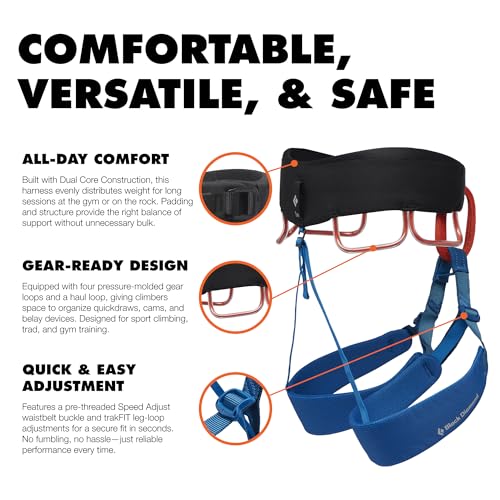 BLACK DIAMOND Men's Momentum Rock Climbing Harness, Adjustable Loops - color: Kingfisher, size: LG (33-36" Waist)