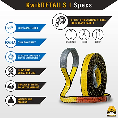 KwikSafety - Charlotte, NC - Mighty Sumo 1”x 30’ Poly Web Sling Lifting Strap Construction ASME OSHA / 3200lbs Vertical 2550lbs Choker 6400lbs Basket/Rigging Moving Towing Hoisting Gear - size: 1"x30' | 3200 lbs