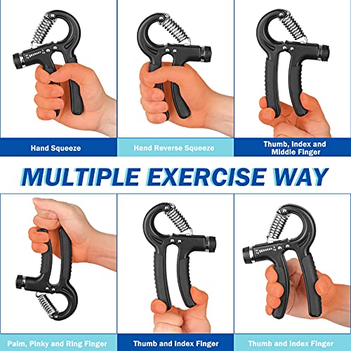 AIXPI Grip Strength Trainer, Hand Grip Exerciser Strengthener with Adjustable Resistance 11-132 Lbs (5-60kg), Forearm Strengthener, Hand Exerciser for Muscle Building and Injury Recover 2 Pack - color: Black