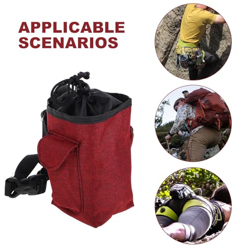 LIOOBO Burgundy Chalk Holder for Rock Climbing and Bouldering with Zipper Storage Pocket, Non-Toxic Pouch for Gymnastics and Weightlifting, Waist Belt Chalk Holder for Outdoor and Indoor