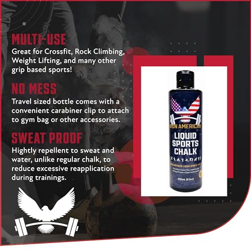 IRON AMERICAN Liquid Chalk - No-Mess Long-Lasting Grip Chalk for Weightlifting, Gymnastics, Rock Climbing, and Fitness Training - Advanced Hand Chalk for Gym - size: 3-PACK (50 mL)