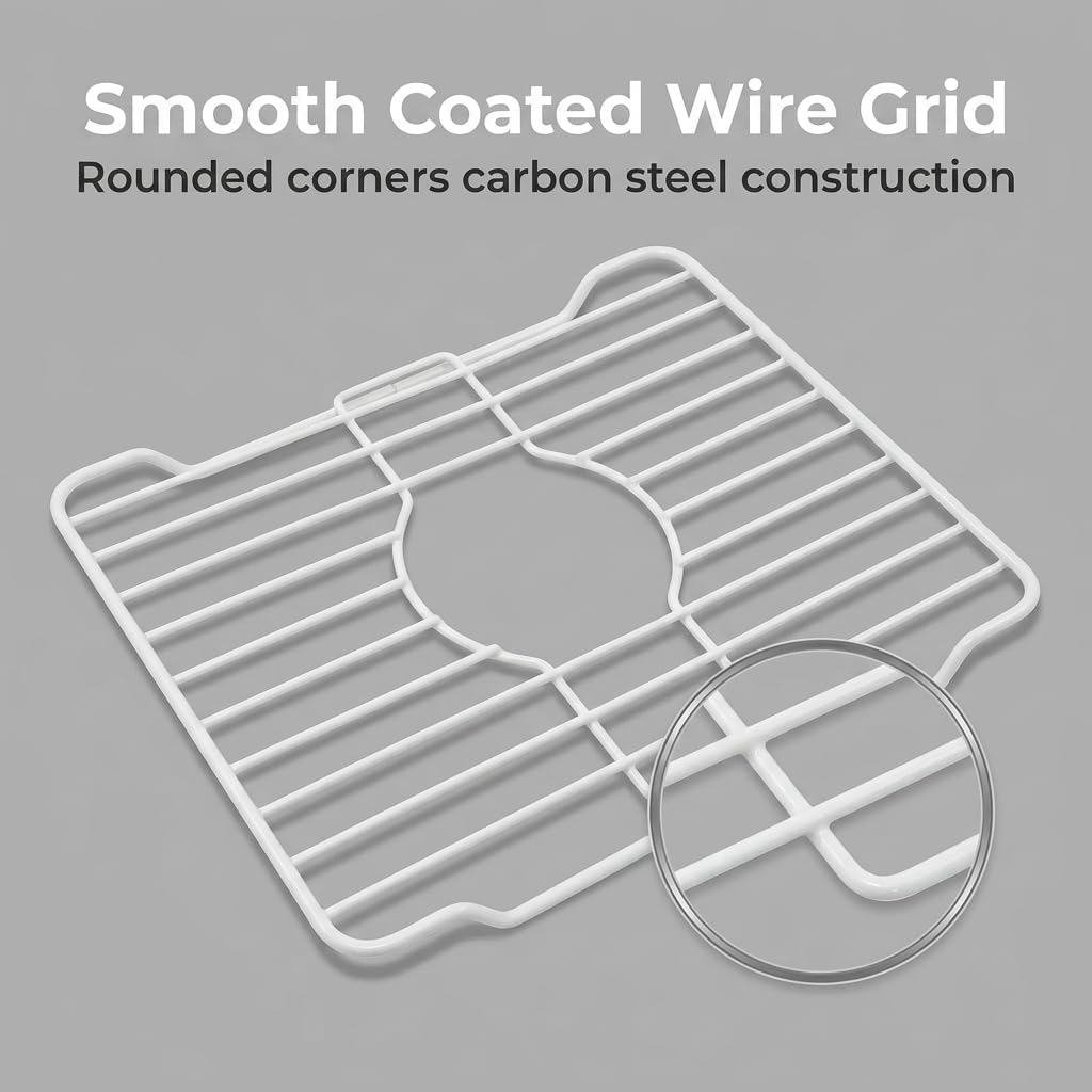 Better Houseware Small White Sink Protector for Kitchen Sink, Metal Grid Mat Fits Compact Single-Bowl Sinks, 12x10.25 in