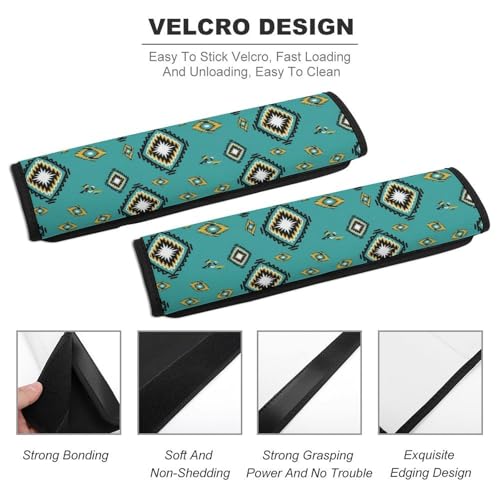 2 Pack Universal Soft and Comfortable Car Seat Straps Shoulder Pads for Kids, All Vehicles, Geometric Tribal Birds Blue Neck Strap Covers, Neck and Shoulder Support - color: Pattern 968
