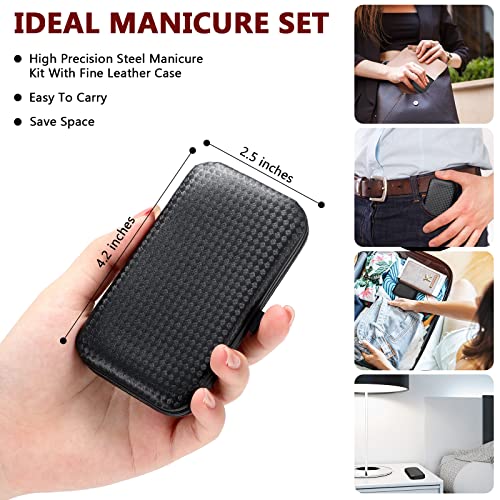Geosar 12 Sets Manicure Set Nail Clippers Pedicure Kit 8 in 1 Grooming Stainless Steel Kits Nail Care Tools with Travel Case for Employee Coworker Teachers Nurse Gifts(Red Background) - color: Red Background