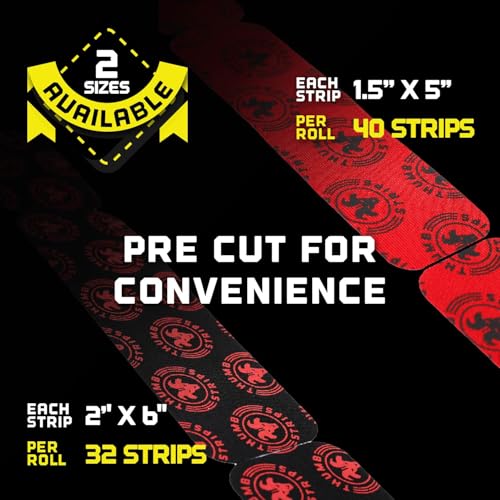Goat Tape Thumb Strips Pre Cut Athletic Tape for Fingers - Extra Sticky Elastic Athletic Thumb Tape for Weightlifting, Cross Training, Gym Grips, Hook Grip, WOD Workout Hand Wrap - 1.5’’ x 5’’ Strips