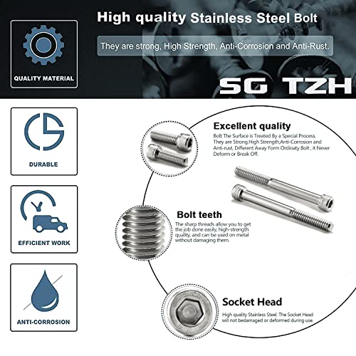 1/4-20 x 3-1/2" Socket Head Cap Screws Bolts, 20Pcs 304 Stainless Steel 18-8, Allen Socket Hex Drive, Partially Threaded, Bright Finish by SG TZH(with Hex Spanner) - size: 1/4-20 x 3-1/2"