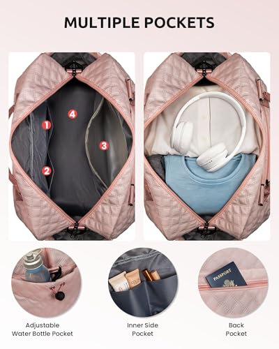 Gifts for Girls-Kids Duffle Bag Girls Weekender Bag Idea for Women | Monogram Overnight Bags with Shoe Compartment, Letter Travel Bags with Makeup Pouch，Personalized Gift for Kid (Letter G) - color: Pink, style: G