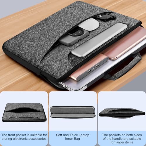 Hseok Laptop Shoulder Bag 15.6-16 inch Case,Water-Resistant Shockproof Computer Handbag with Small Case Compatible with MacBook Pro/Neo 16",Mac Air 15 M5, XPS 15/16 and most 15.6-16 PC,Gray-black - color: Dark Gray-black, size: 15.6-16"