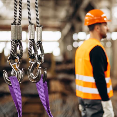 Lift Sling Straps,1" x 2' 2-Ply Heavy Duty Flat Eye Lift Slings | Polyester Lifting Strap Tree Saver Recovery Strap Web Sling Rigging Moving Tow Hoist Gear Straps Kit 3200 lb 2600 lb 6400 lb - color: Purple, size: 1" x 2’