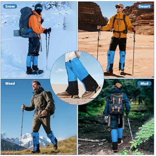 Waterproof Adjustable Hiking Gaiters for Men and Women, Snow Boots-Gaiters for Hiking in Hunting Sand Mud Mountain Climbing Snowshoeing - color: Sky Blue