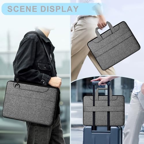 Hseok Laptop Shoulder Bag 15.6-16 inch Case,Water-Resistant Shockproof Computer Handbag with Small Case Compatible with MacBook Pro/Neo 16",Mac Air 15 M5, XPS 15/16 and most 15.6-16 PC,Gray-black - color: Dark Gray-black, size: 15.6-16"